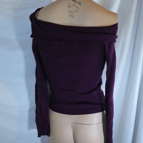 Purple Ribbed off the shoulder shirt size XS - Picture 3 of 6